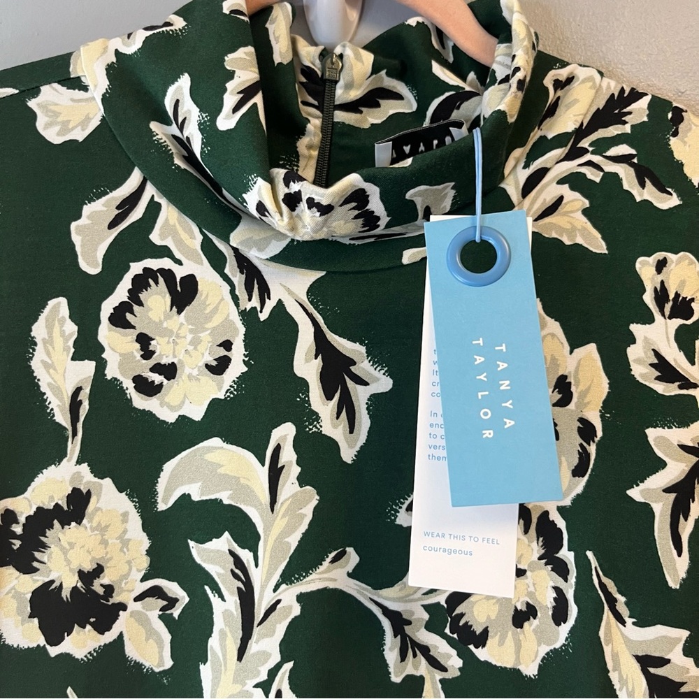 Tanya Taylor Dress Green Cream & Black Floral Thea Dress in Martini Multi 3X NWT - Picture 14 of 16